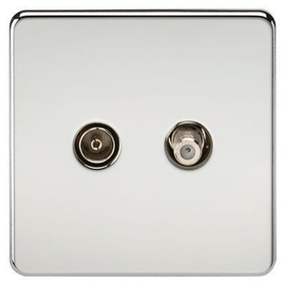 Picture of Screwless TV & SAT TV Outlet (Isolated) - Polished Chrome