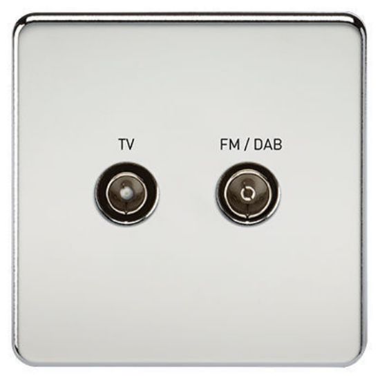 Picture of Screwless Screened Diplex Outlet (TV and FM DAB) - Polished Chrome