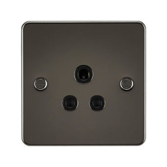 Picture of Flat Plate 5A Unswitched Socket - Gunmetal with Black Insert