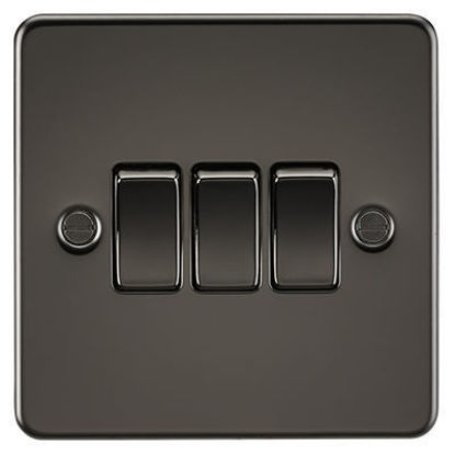Picture of Flat plate 10AX 3G 2-Way Switch - Gunmetal