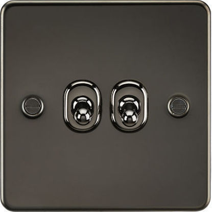 Picture of Flat Plate 10AX 2G 2-way Toggle Switch - Gunmetal