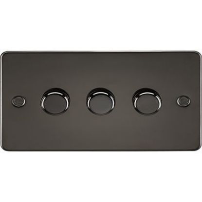 Picture of Flat Plate 3G 2 Way 10-200W (5-150W LED) Trailing Edge Dimmer - Gunmetal