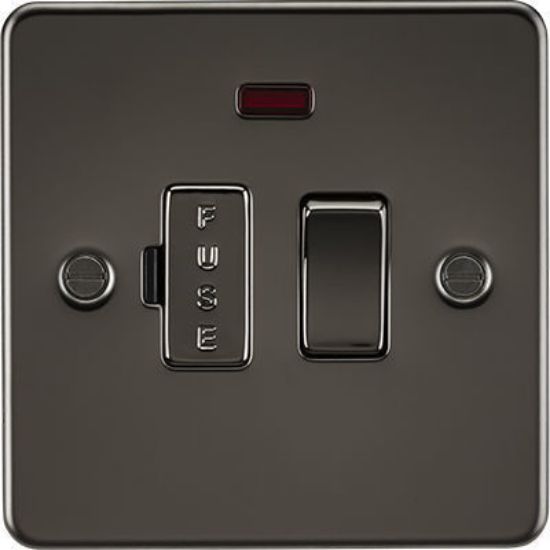 Picture of Flat Plate 13A Switched Fused Spur Unit with Neon - Gunmetal