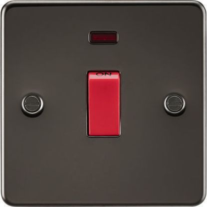 Picture of Flat Plate 45A 1G DP Switch with Neon - Gunmetal