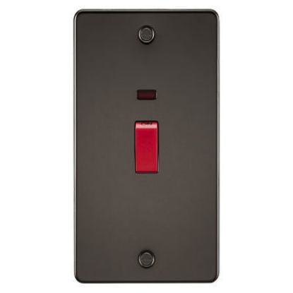 Picture of Flat Plate 45A 2G DP Switch with Neon - Gunmetal