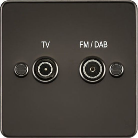 Picture of Flat Plate Screened Diplex Outlet (TV, FM DAB) - Gunmetal