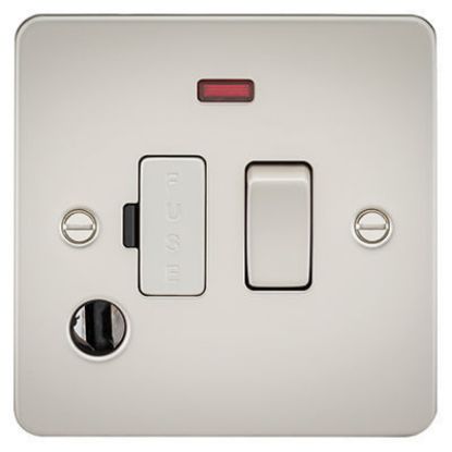 Picture of Flat Plate 13A Switched Fused Spur Unit with Neon and Flex Outlet - Pearl