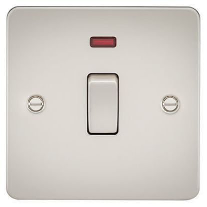 Picture of Flat Plate 20A 1G DP switch with neon - pearl