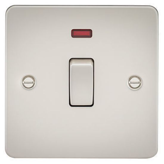 Picture of Flat Plate 20A 1G DP switch with neon - pearl