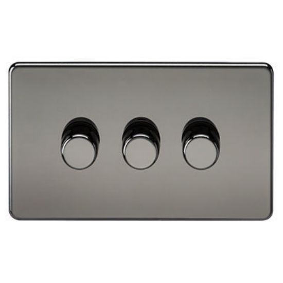 Picture of Screwless 3G 2-Way 10-200W (5-150W LED) Trailing Edge Dimmer - Black Nickel