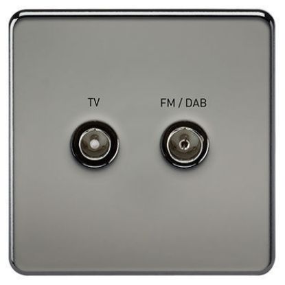 Picture of Screwless Screened Diplex Outlet (TV and FM DAB) - Black Nickel