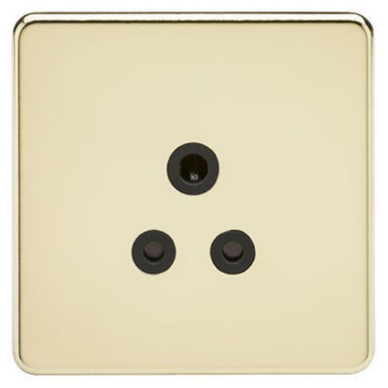 Picture of Screwless 5A Unswitched Socket - Polished Brass with Black Insert