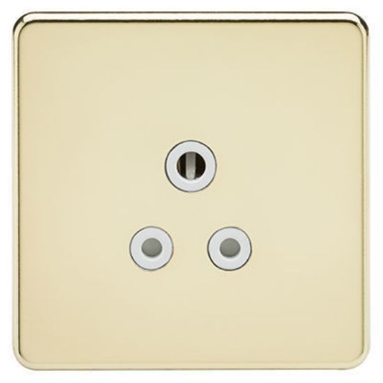 Picture of Screwless 5A Unswitched Socket - Polished Brass with White Insert