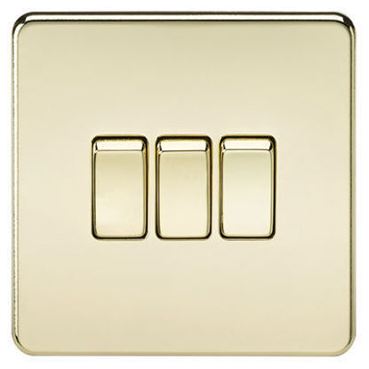 Picture of Screwless 10AX 3G 2-Way Switch - Polished Brass