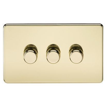 Picture of Screwless 3G 2-Way Dimmer 60-400W - Polished Brass