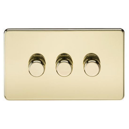 Picture of Screwless 3G 2-Way Dimmer 60-400W - Polished Brass