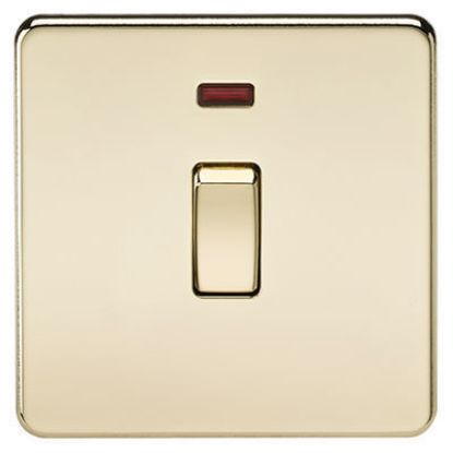 Picture of Screwless 20A 1G DP Switch with Neon - Polished Brass