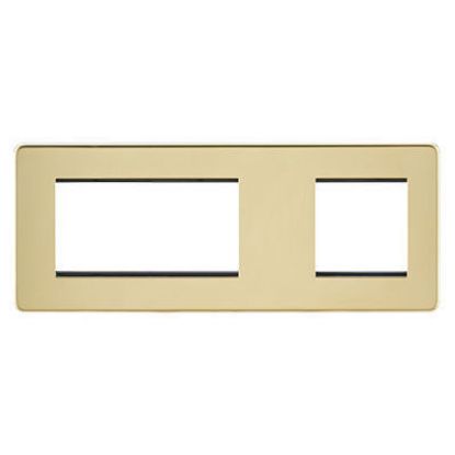 Picture of Screwless 6G Modular Faceplate (2G + 4G) - Polished Brass