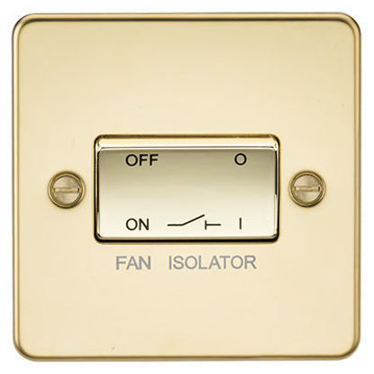 Picture of Flat Plate 10AX 3 Pole Fan Isolator Switch - Polished Brass