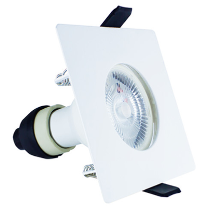 Picture of Evofire Fire Rated Downlight 70mm Cutout IP65 White Square + GU10 Holder