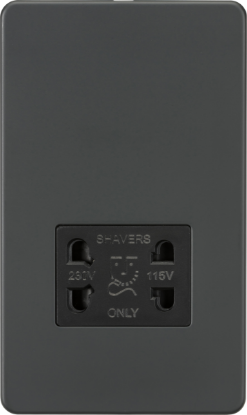 Picture of Screwless 115V/230V Dual Voltage Shaver Socket - Anthracite