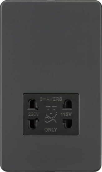 Picture of Screwless 115V/230V Dual Voltage Shaver Socket - Anthracite