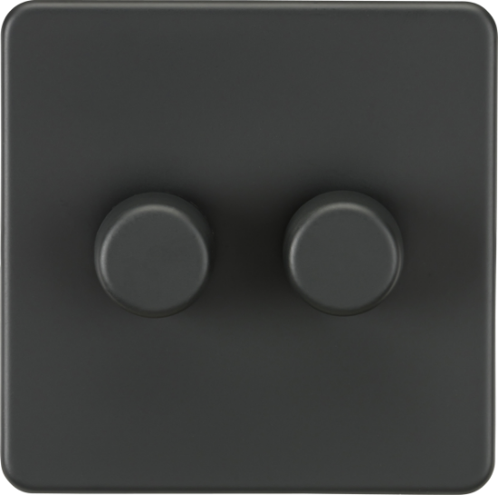 Picture of Screwless 2G 2-way 10-200W (5-150W LED) trailing edge dimmer - Anthracite