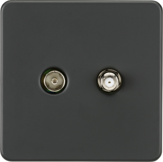 Picture of Screwless TV & SAT TV Outlet (Isolated) - Anthracite